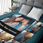 Personalized Photo Text Custom Blanket - For Family Parents Couple